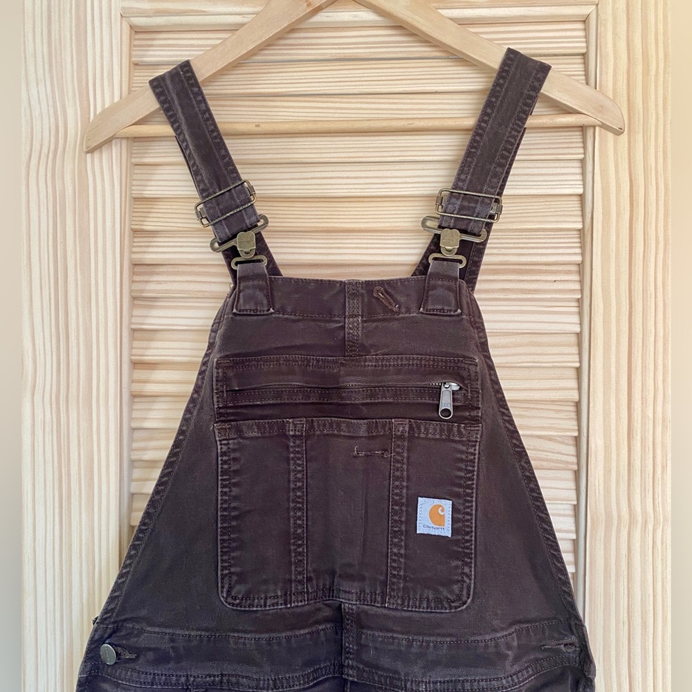 Carhartt Brown Duck Canvas Overalls with Bib - Picture 4 of 5